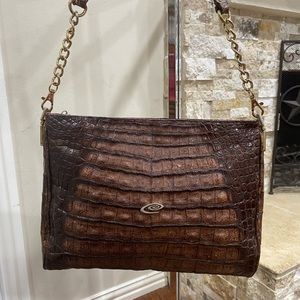 Montse Esteve Vintage Authentic Alligator Skin Brown crossbody Shoulder Bag
